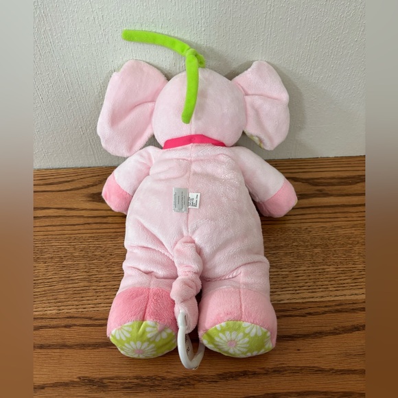 CARTERS Pink Elephant Plush Musical Flower Ears Crib Stroller Toy Pull Tail NWOT - Picture 3 of 9